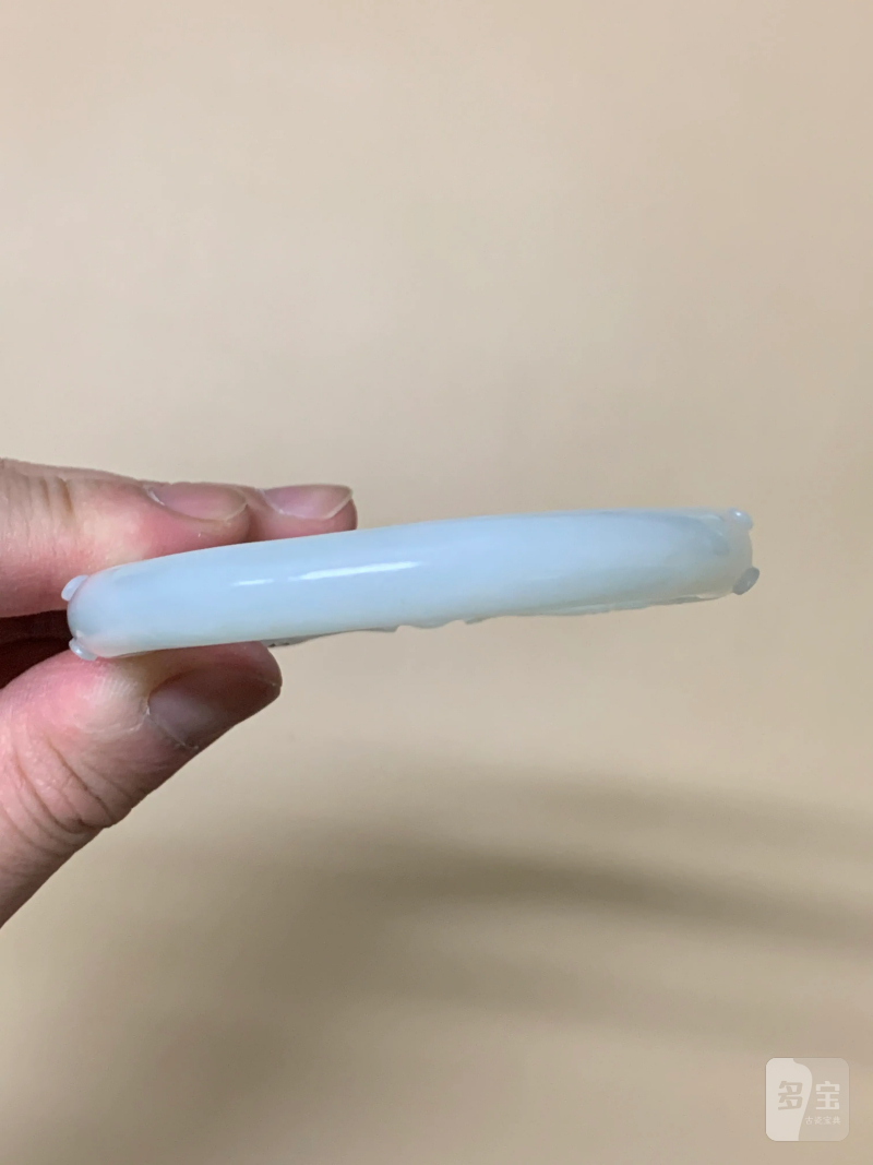 清 白玉双龙戏珠手镯 - 图6